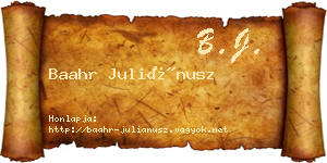 Baahr Juliánusz névjegykártya